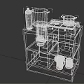 Black Kitchen Cabinet With Gas Stove Two Pots And Cleaner On Top
