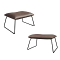 Contemporary Brown Upholstered Stools With Black Metal Legs And Sleek Design