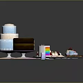 Assorted Dessert Display With Layered Cakes Frosted Cupcakes Cookies And Pastries