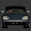 Vintage Blue Classic Car With Streamlined Body And Brown Leather Seats Shiny Reflection