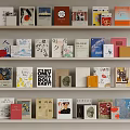 Colorful Books and Magazines Displayed on Wooden Shelves with Varied Covers and Designs