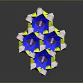 Colorful Geometric Structure With Blue Yellow Purple White Polygons And Reflection