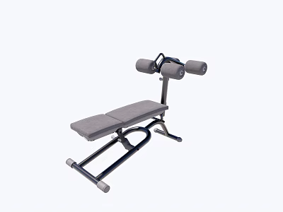 Exercise Bench With Gray Padded Seat Black Metal Frame And Leg Rollers For Home Gym 3d model