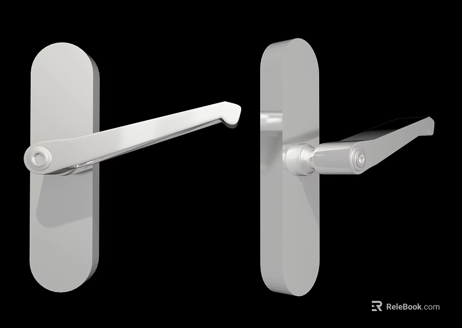 Sleek Modern White Metal Door Handle Design For Home Interior Use 3d model 