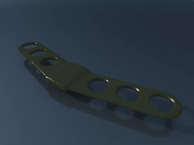 Green Public Chair Design With Circular Holes And Long Strip Structure 3d model