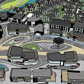 Modern Commercial Street With Planned Layout Pedestrian Walkways And Waterfront Green Spaces