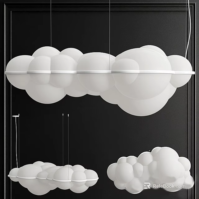 Modern White Cloud Shaped Chandelier Creative Design For Interior Hanging Decor 3d model 