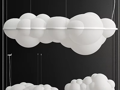 Modern White Cloud Shaped Chandelier Creative Design For Interior Hanging Decor 3d model