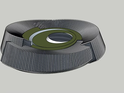 Mechanical Component 3D Render With Circular Shape Green Hub And Toothed Rim 3d model