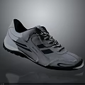 Stylish White Sports Sneakers With Blue Stripes White Laces And Black Sole