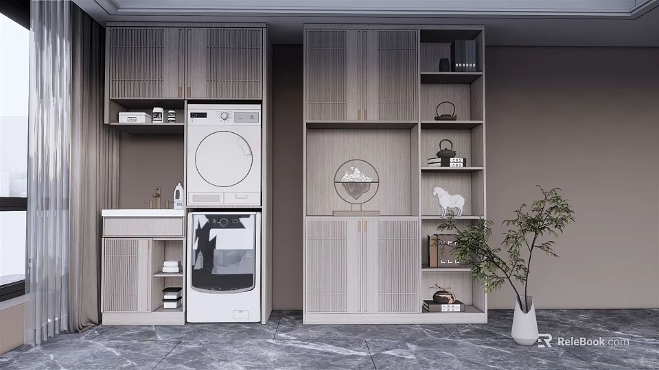 Modern Bathroom Cabinet Rack with Sleek Design Multiple Storage Shelves and Organized Compartments 3d model 
