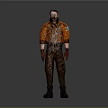 3D Worker Character Wearing Orange Jacket White Shirt Brown Pants And Red Gloves With Goggles