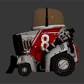 Toy Car Model Number 86 Red White Black With Transparent Cockpit And Black Front Shovel