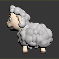 Cute Cartoon Sheep Game Movie Character With White Curly Wool Brown Eyebrows And Pink Nose