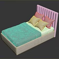 Modern Upholstered Bed with Vertical Tufted Headboard Light Gray Sheet and Pillows