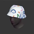 White Bucket Hat Featuring Colorful Abstract Curved Patterns For Stylish Look 3d model