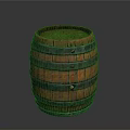 Traditional Wooden Barrel With Metal Hoops And Textured Surface For Home Decor Use