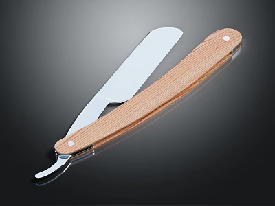 Straight Razor Weapon With Wooden Handle Shiny Metal Blade And Sleek Design 3d model