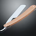 Straight Razor Weapon With Wooden Handle Shiny Metal Blade And Sleek Design