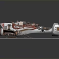 Futuristic Sci Fi Starship Model With Red White Accents And Mechanical Details