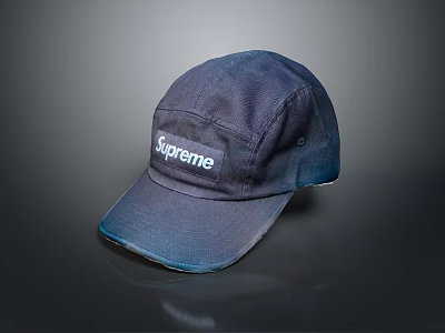 Supreme Navy Blue Cotton Cap With White Logo Classic Casual Wear Design 3d model