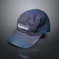 Supreme Navy Blue Cotton Cap With White Logo Classic Casual Wear Design