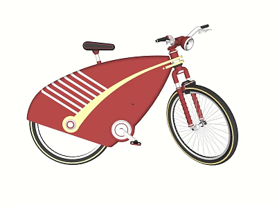 Vintage Red Motorcycle With Streamlined Body Black Seat White Stripes And Gold Rim Wheels 3d model