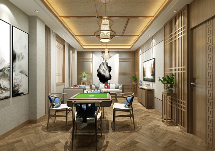 New Chinese Entertainment Room Mahjong Room 3d model