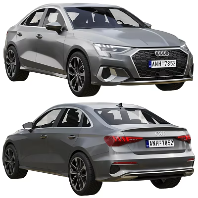 Audi Gray Sedan Car Featuring Stylish Front And Rear Exterior Design 3d model