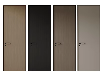 Simple Design Interior Hinged Doors in Various Colors with Metal Door Handles 3d model