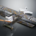 Vintage Biplane Fighter Aircraft with Camouflage Pattern and Cross Insignia Design