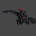 Mechanical Dinosaur Game Movie Character With Metal Armor And Red Glowing Eyes