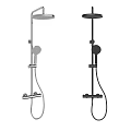 Modern Chrome and Matte Black Shower System with Rainfall Head and Handheld Sprayer 3d model