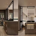 Modern Hotel Room Interior With King Bed White Linens Bedside Lamps Gray Walls And Decorative Rug