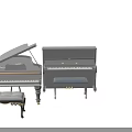 Elegant Musical Instruments and Art Supplies Display with Piano Paintbrushes and Paints