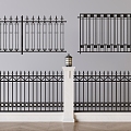 Modern wrought iron railing fence guardrail fence 3d model