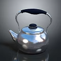 Shiny Silver Metal Kettle With Black Handle And Lid Knob For Home Daily Use