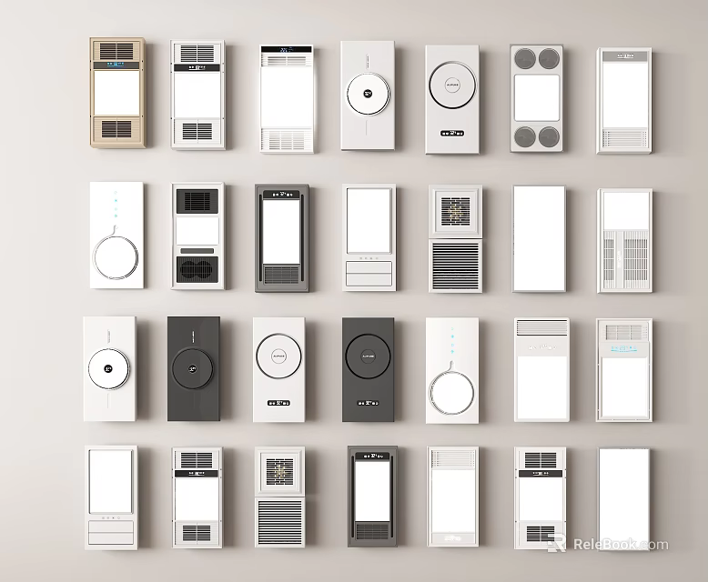 Various Smart Home Wall Control Panels With Different Shapes Buttons And Displays 3d model 