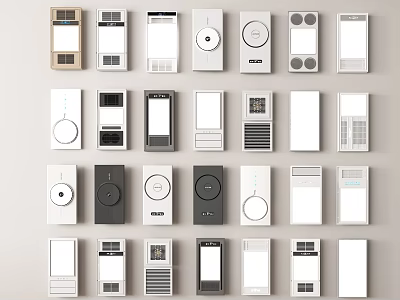 Various Smart Home Wall Control Panels With Different Shapes Buttons And Displays 3d model