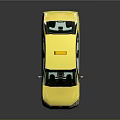 Shiny Yellow Taxi Sedan With Black Trim Windows And TAXI Sign