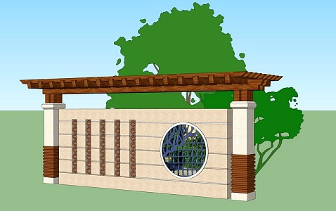 Landscape wall with flower stand 3d model