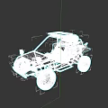 Yellow Off Road Dune Buggy with Open Cockpit Large Tires and Green Seats