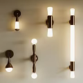 Modern Wall Lamps With Various Shapes And Metal Finish Illuminated On Wall