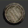 Rustic Wooden Barrel With Weathered Surface And Metal Hoops Structure