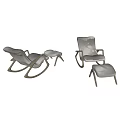 Elegant Modern Rocking Chair With Matching Ottoman Wooden Frame And Upholstered Cushion