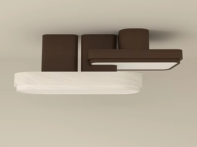 Modern Ceiling Chandelier With Brown And White Wooden Block Structure Design 3d model