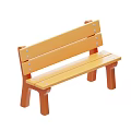 Yellow Wooden Landscape Bench With Simple Design And Smooth Backrest Planks