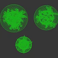 Three Gray Pots With Green Potted Plants On Black Surface And White Light Strip