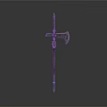 Medieval Battle Weapon with Double Headed Axe Spear Tip and Ornate Wooden Handle