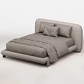 Modern Bed With Upholstered Headboard Soft Pillows And Neutral Tones Blanket Design